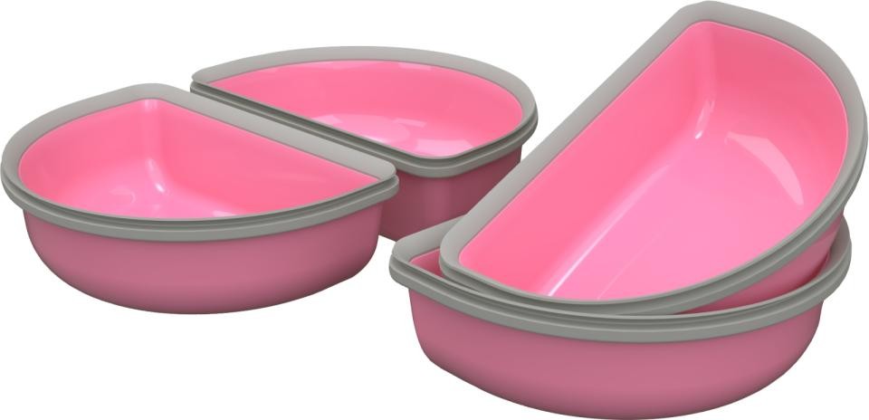 Surefeed delad skål rosa, 4 st