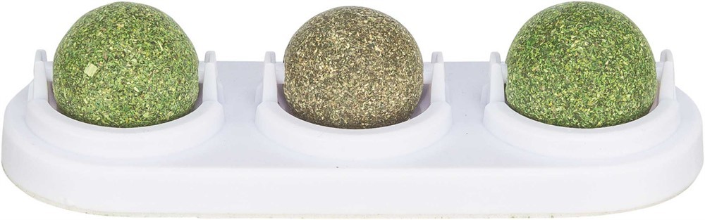 Kattmyntaboll med hållare, 3-pack bollar