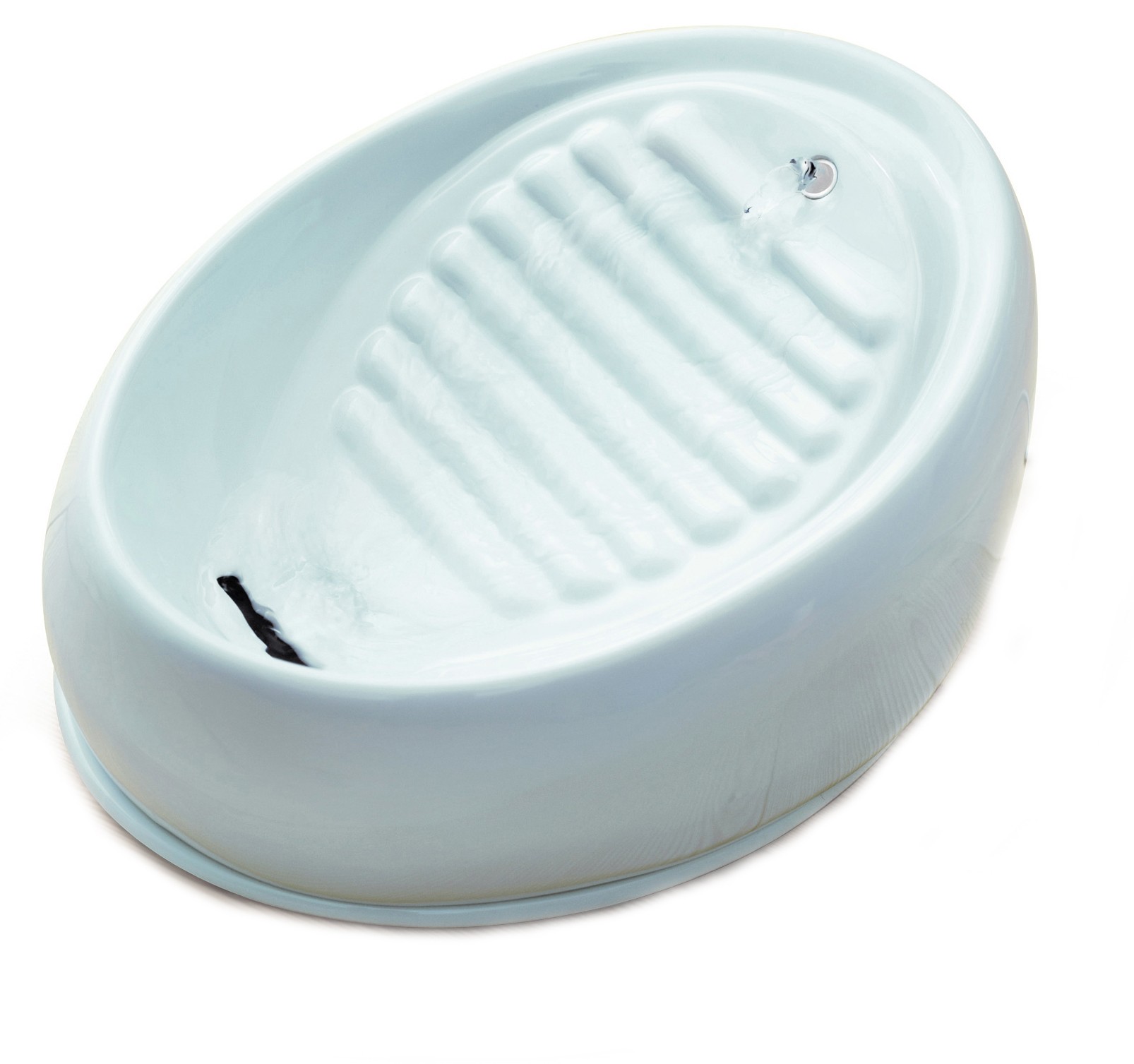 Lucky-Kitty keramik vattenfontän pastellblå