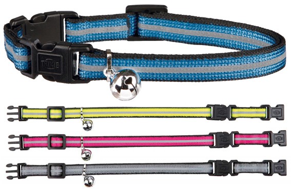 Katthalsband med dubbelspänne och reflex (Blå)