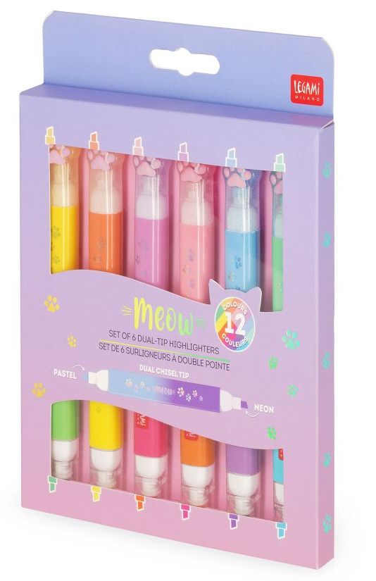 Överstrykningspennor kattmotiv, 12 färger