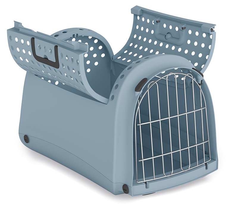 Transportbur open gråblå