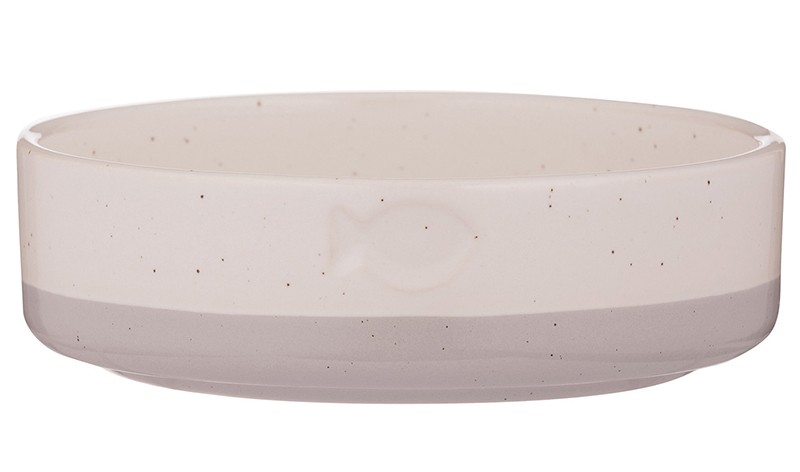 Kattmatskål keramik Fish Grey