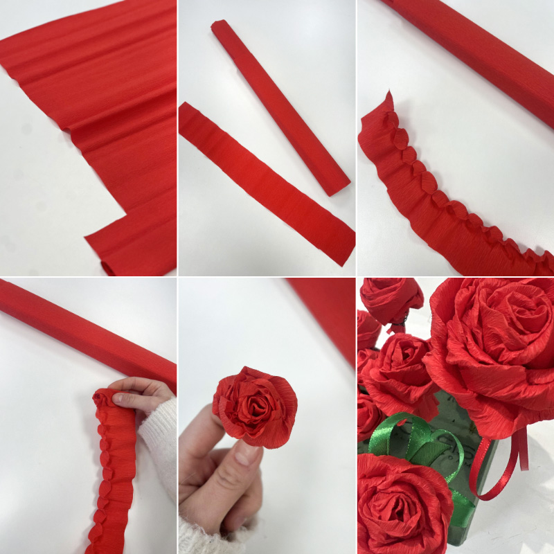 Skapa en ros av rött kräppapper steg för steg