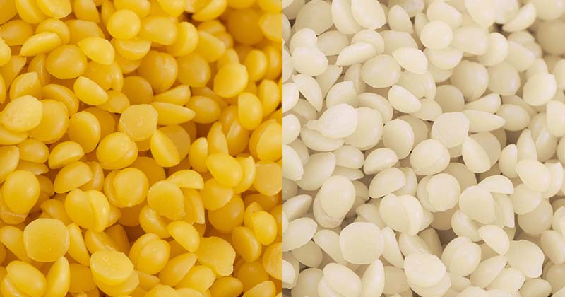 Bivax finns i både vitt och gult Bivax-pellets (granulat) finns i både vitt och gult