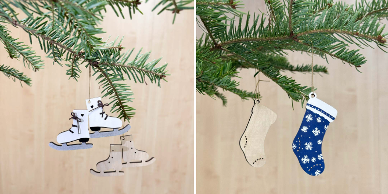 Julgranshänge i trä Julgranshänge i trä - skridskor och julstrumpa