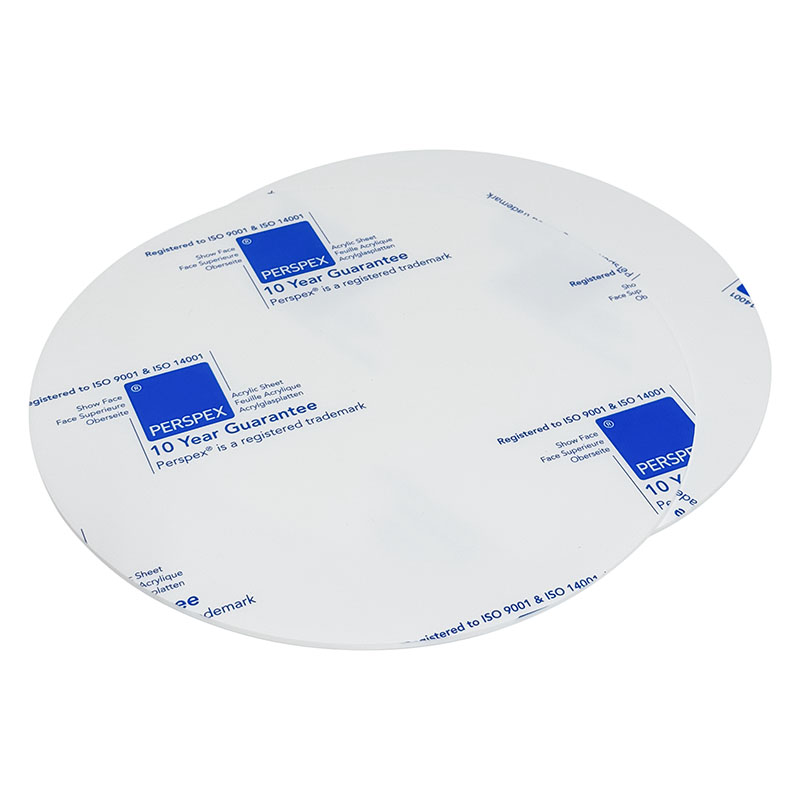 Perspex opal akryl tillskuren i runt format