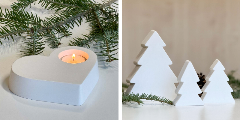 Gjutform ljushjärta och granar Gjutform ljushjärta och 3 olika granar