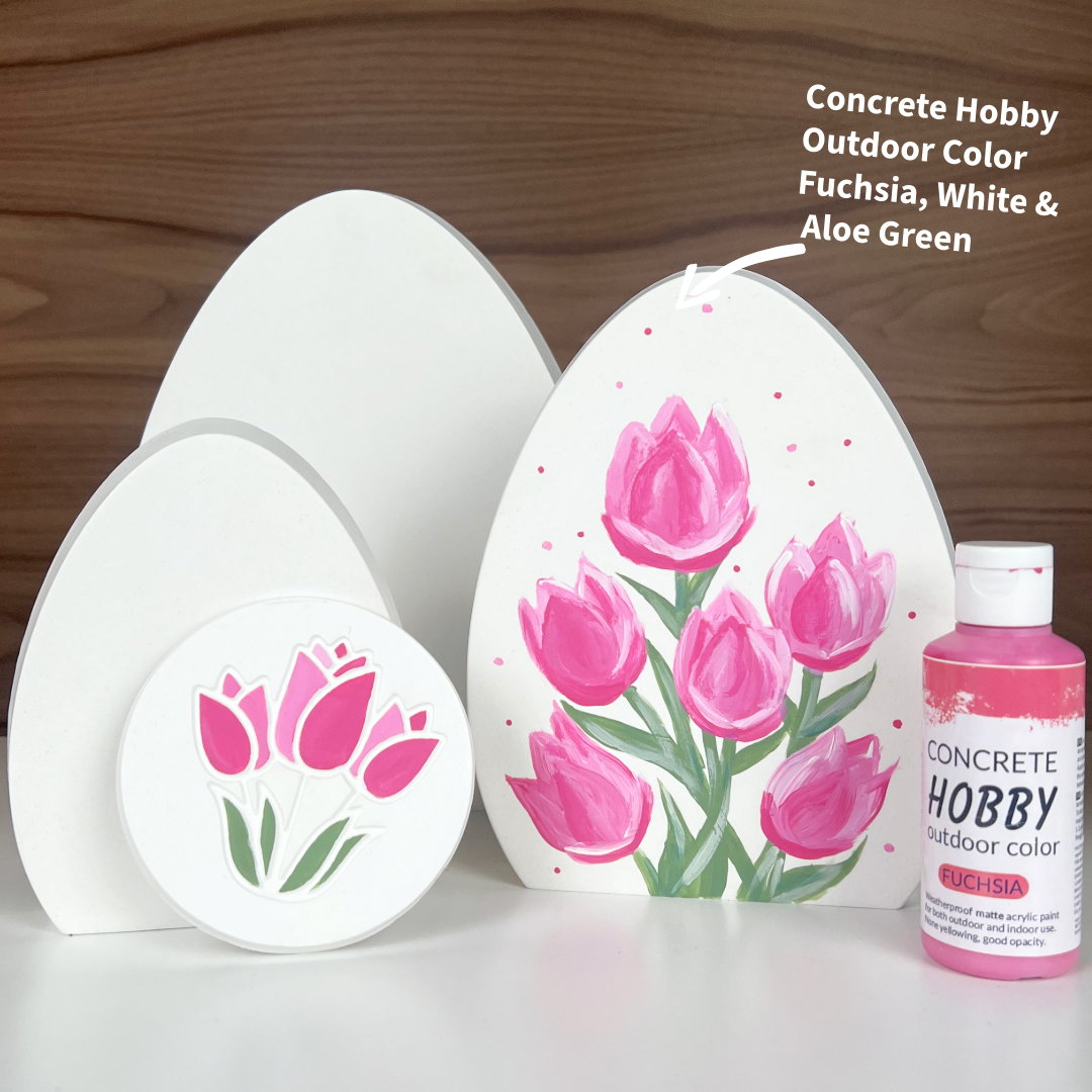 Gjutna ägg i formgips målad med Concrete Hobby Outdoor Color