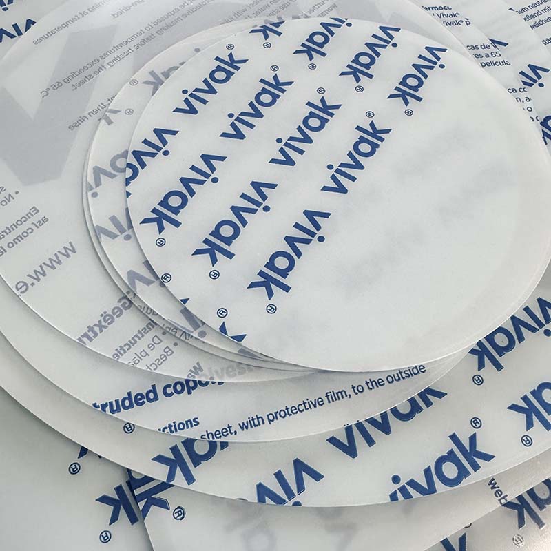 PETG Vivak Vivak PETG -plast skuren i cirklar och fyrkanter