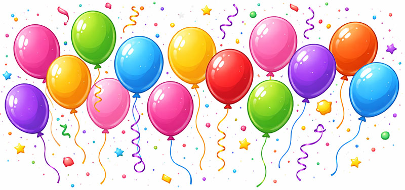 Ballonger i olika former Illustrerade ballonger i flera olika färger som representerar Barnkalas