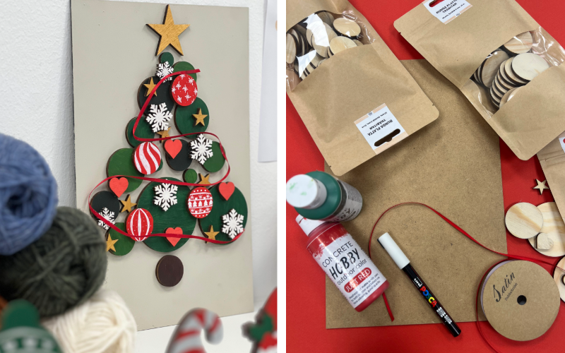 Julgran med träformer Julgran med målade träformer