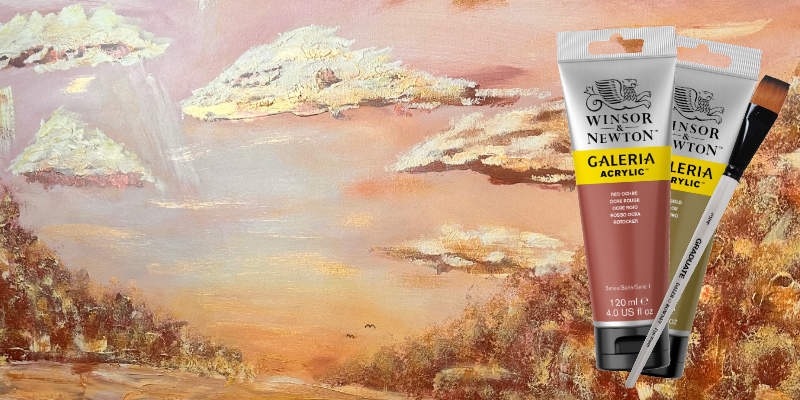 Abstrakt målning med akrylfärg och tillbehör