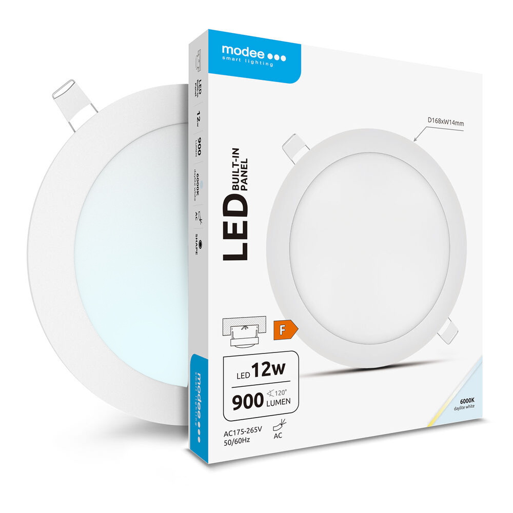 LED Downlight | Kallvit 6000K | 12W | ø168 mm | Rund | Infälld