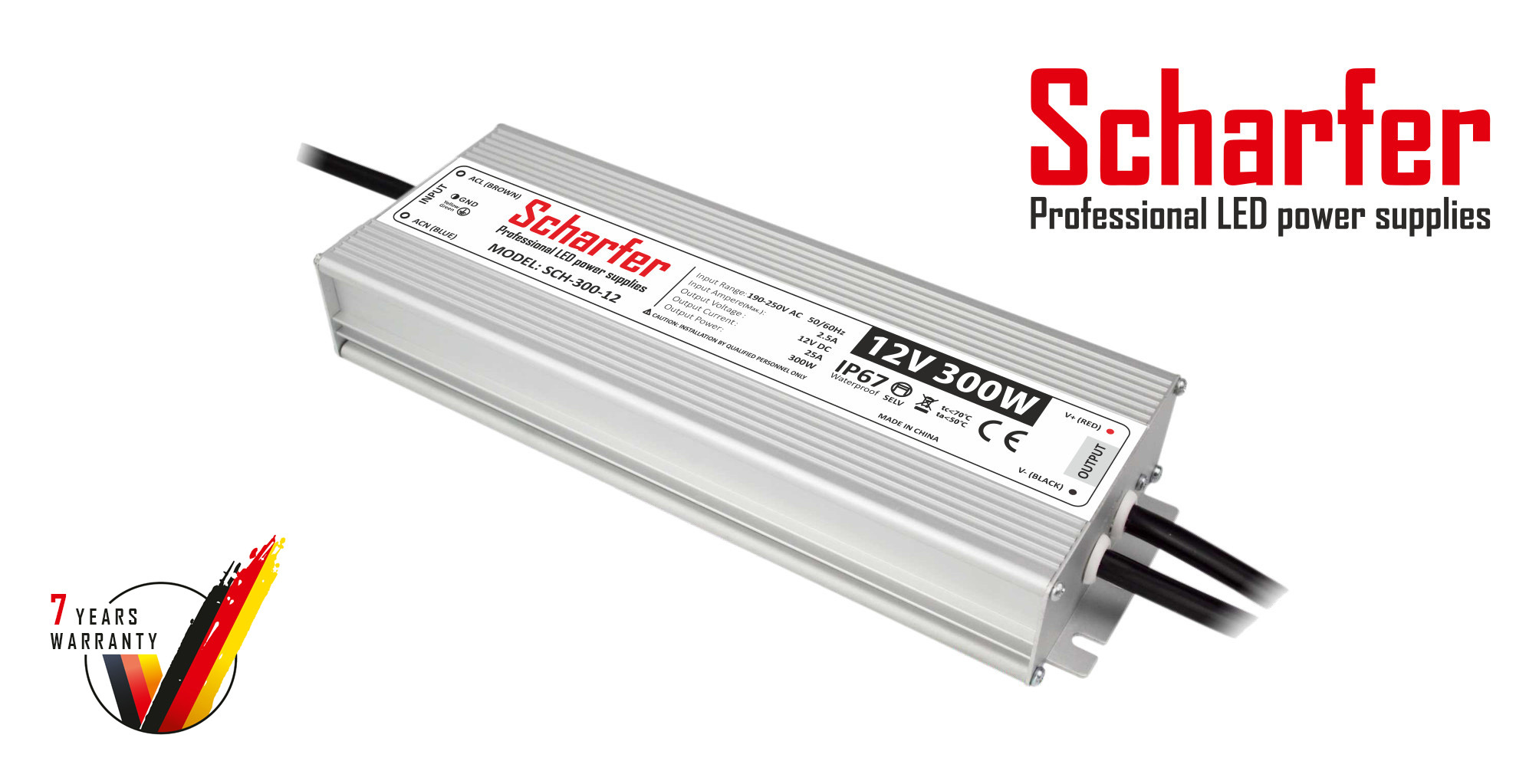 LED-transformator | 300W | 24V | 12,5A | IP67