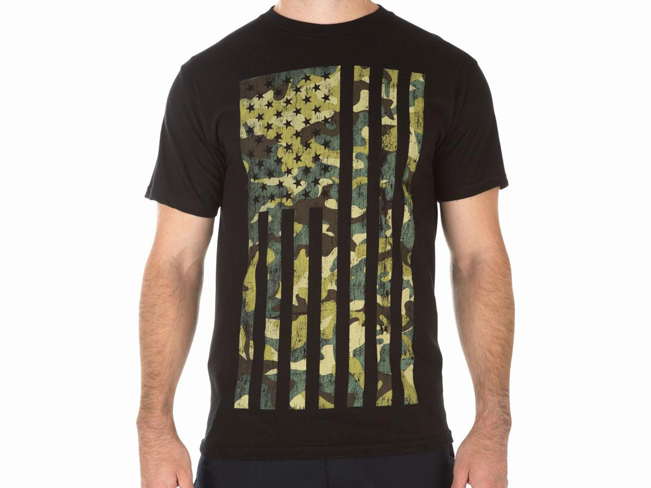 5.11 CAMO FLAG TEE, BLACK, S