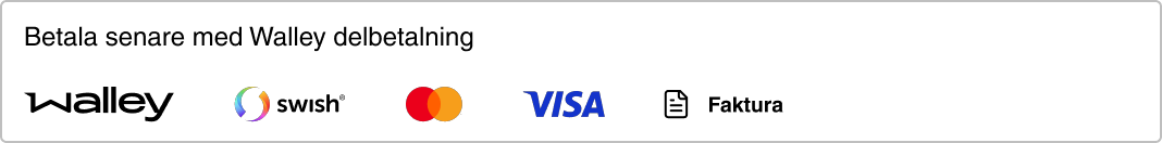 Våra betalsätt, Walley: Swish, Visa, Mastercard, Faktura