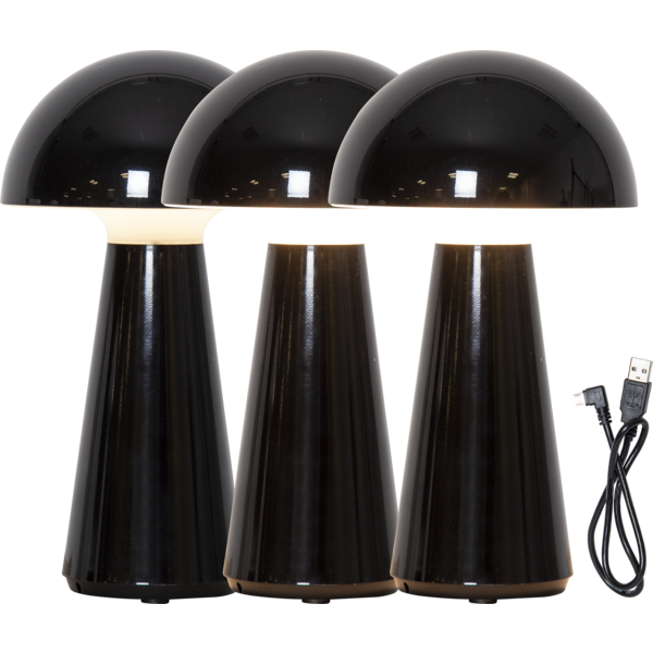 Mushroom bordslampa USB svart
