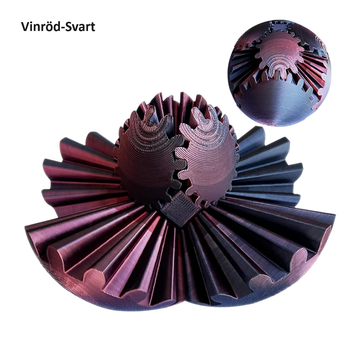 Gear ball - Fidget (Vinröd-Svart D 6 Cm)