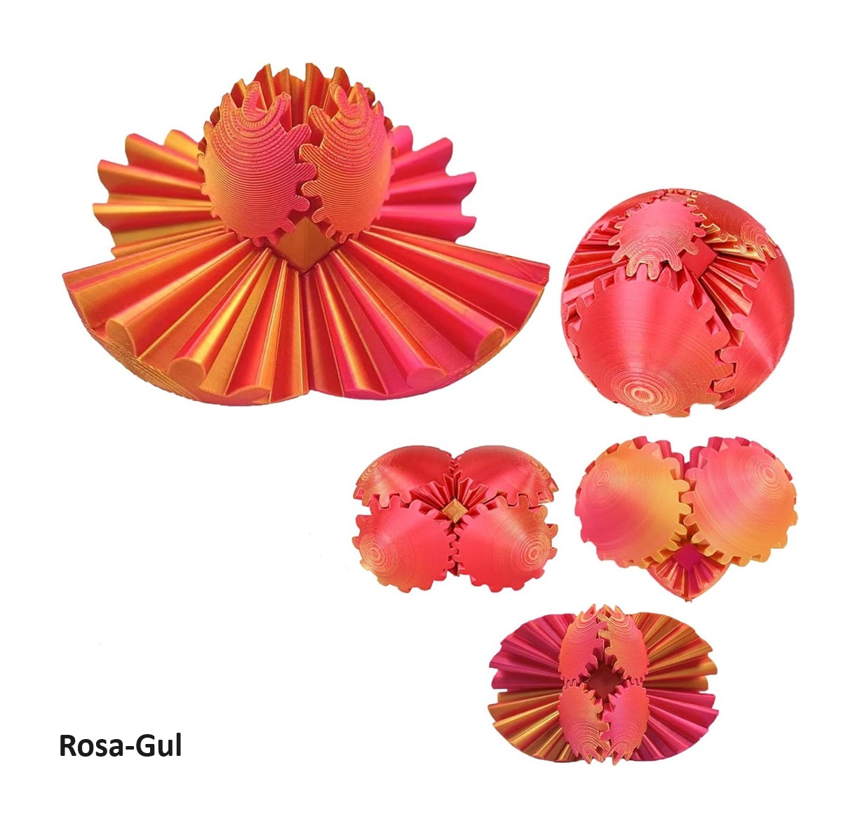 Gear ball - Fidget (Rosa-Gul G 6 Cm)