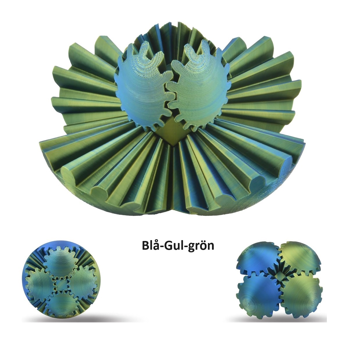 Gear ball - Fidget (Blå-Gul-Grön C 6 Cm)