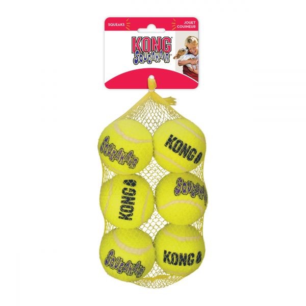 KONG Leksak SqueakAir Balls 6p Gul M 6cm