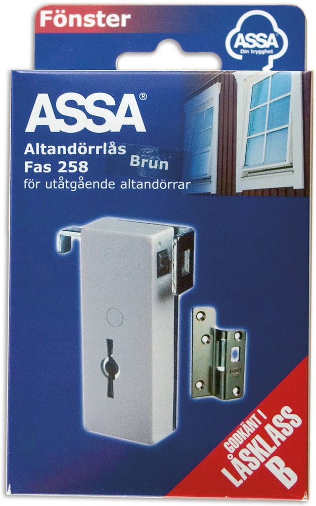 Altandörrlås 258 brun komplett Assa abloy
