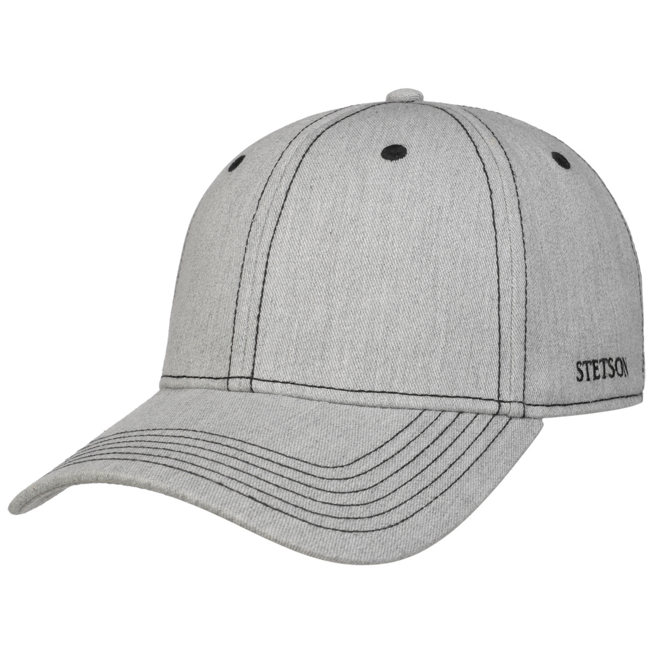 Ljusgrå Classic Cotton Melange Cap från Stetson med böjd skärm