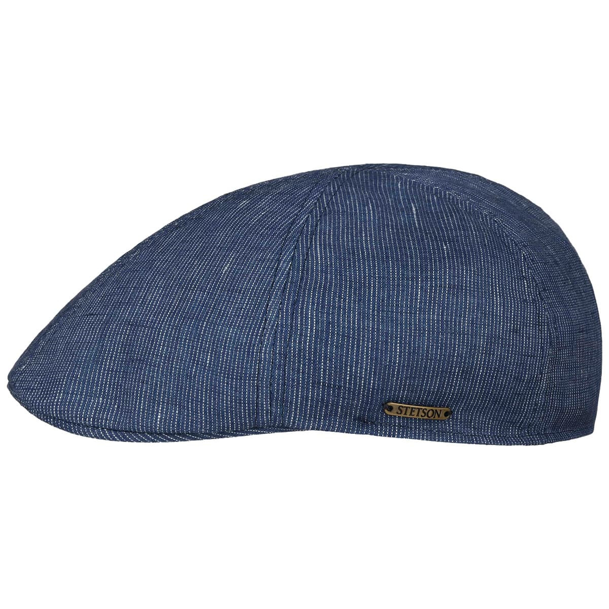 Stetson Texas Linen Stripe Blue, blå med ljusa ränder flat cap med låg profil