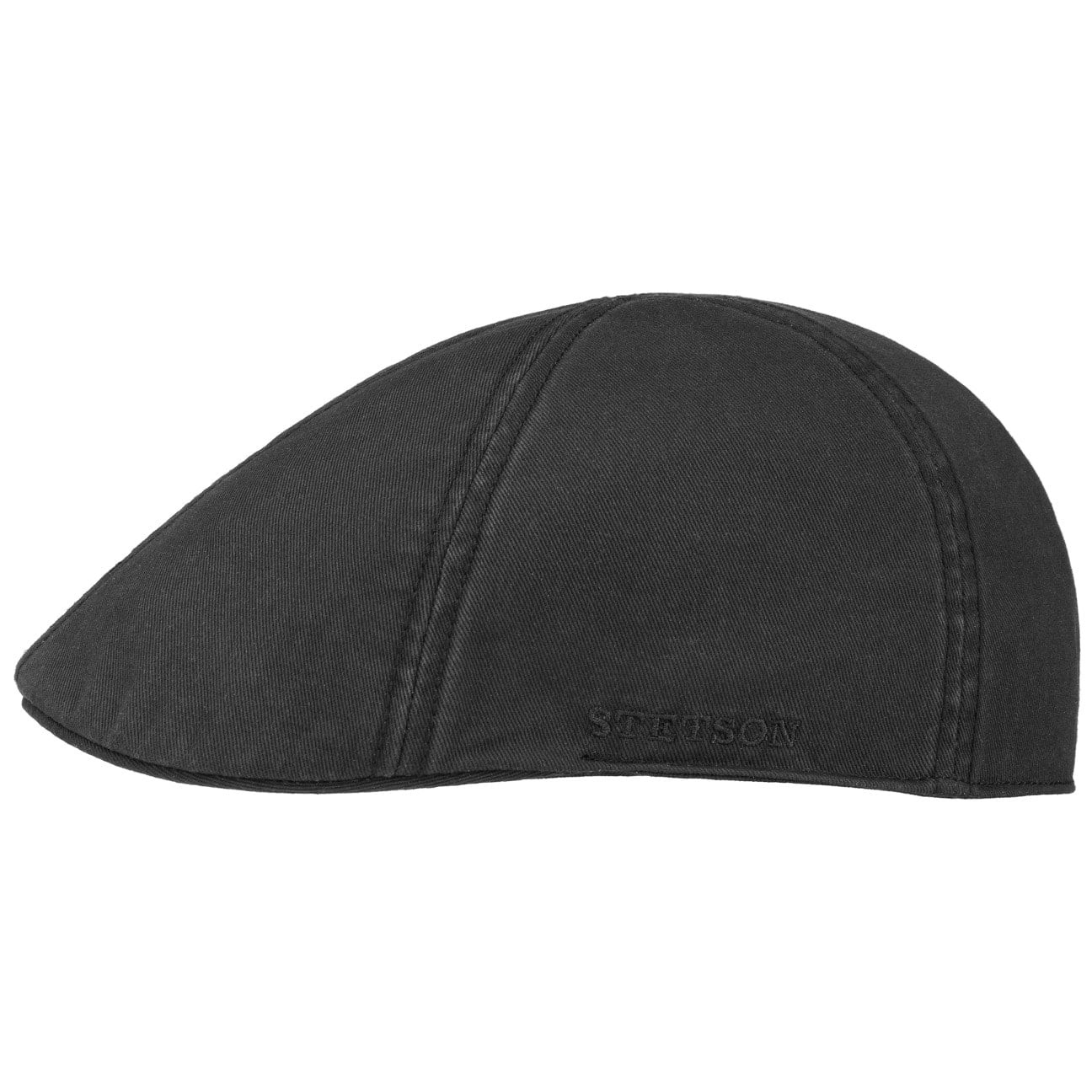 Stetson Texas Cotton Black, svart flat cap med låg profil och kort skärm