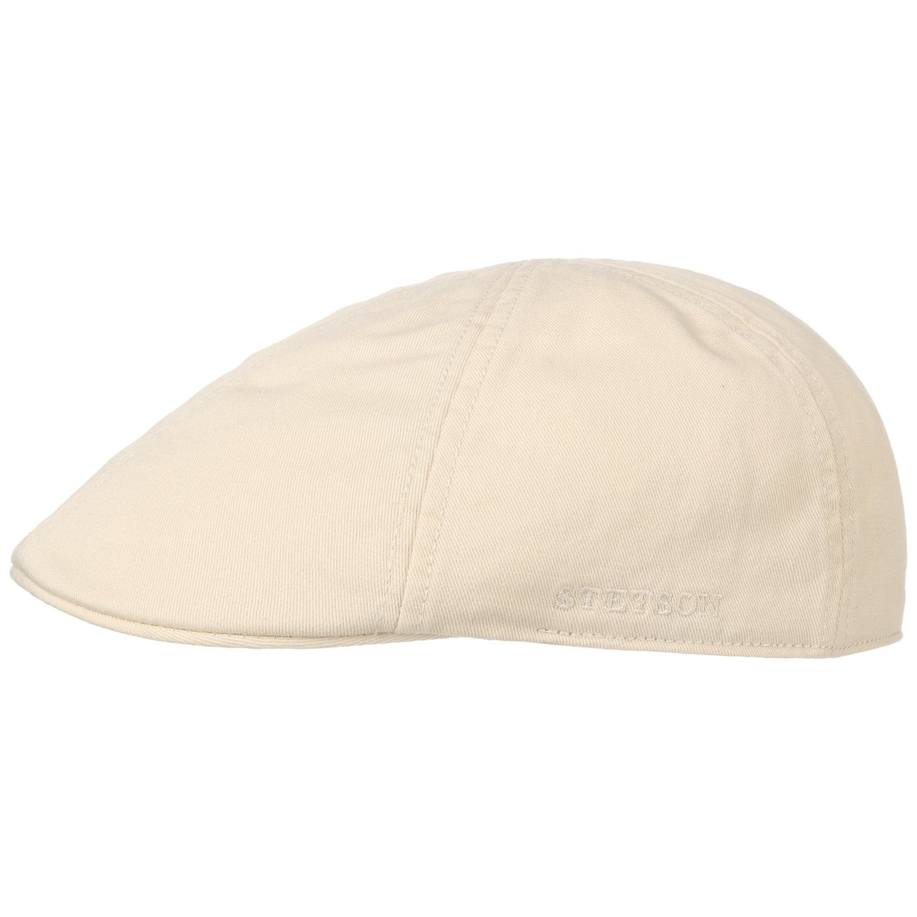 Stetson Texas Cotton Light Beige, ljusbeige flat cap med låg profil och kort skärm