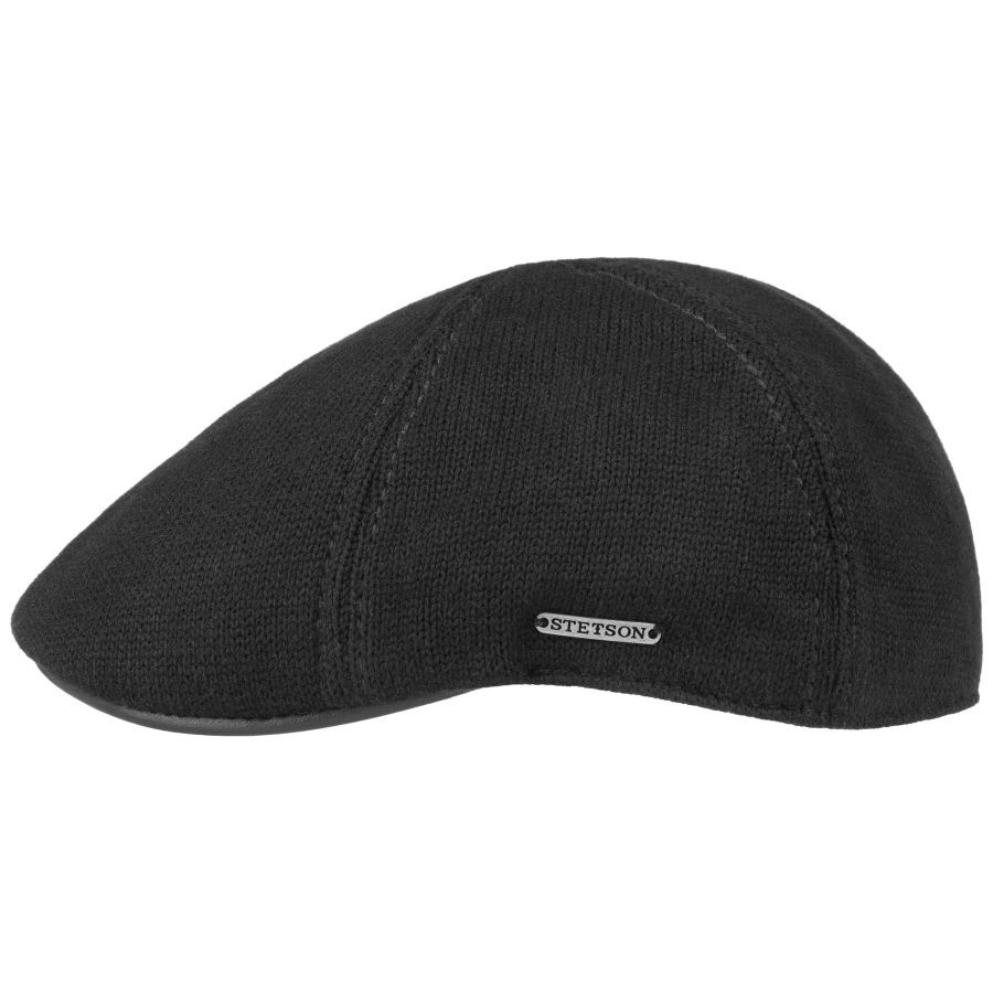 Stetson Texas Cotton Knit Black, svart flat cap med låg profil