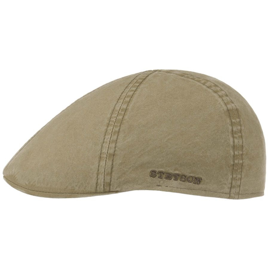 Stetson Texas Organic Cotton Olive, olivgrön flat cap med låg profil