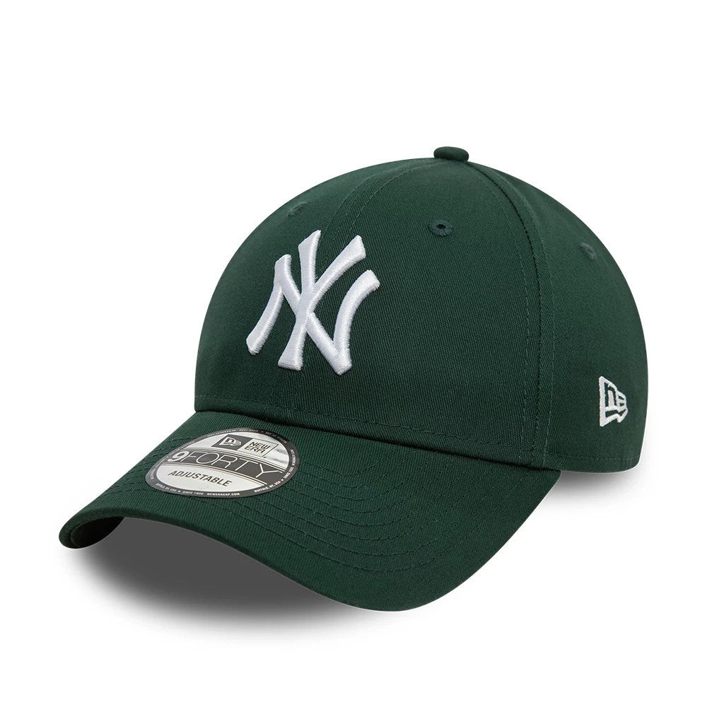 Mörkgrön New Era 9FORTY Yankees-keps med vit NY-brodyr och böjd skärm
