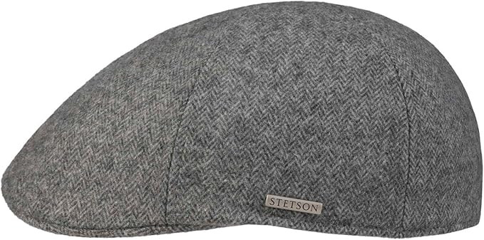 Stetson Texas Herringbone Grey, grå flat cap med låg profil