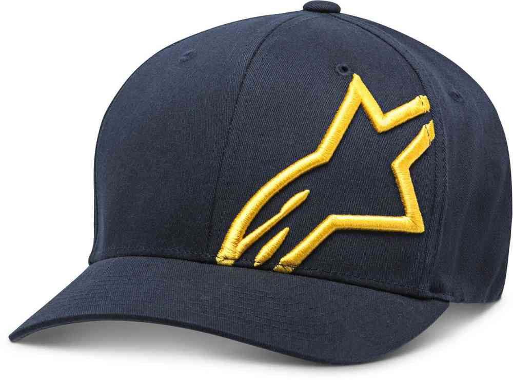 Flexfitkeps Corp Shift 2 Curved Brim Navy Gold Alpinestars