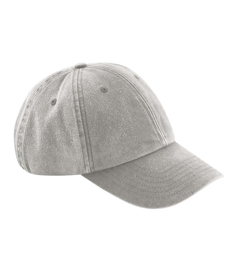 Grå Beechfield Low Profile Vintage Cap med böjd skärm och tvättad finish