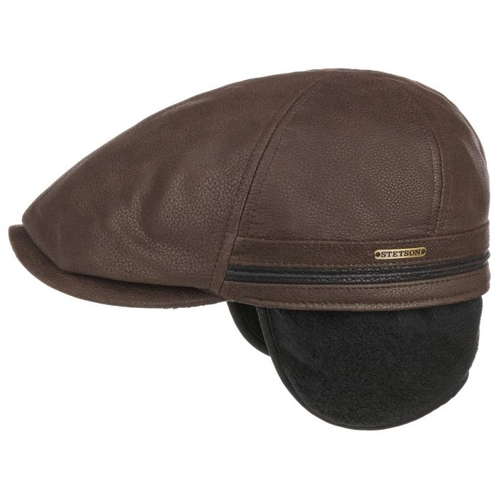 Stetson Duck Cap Cowhide Ear Flap Brown Black