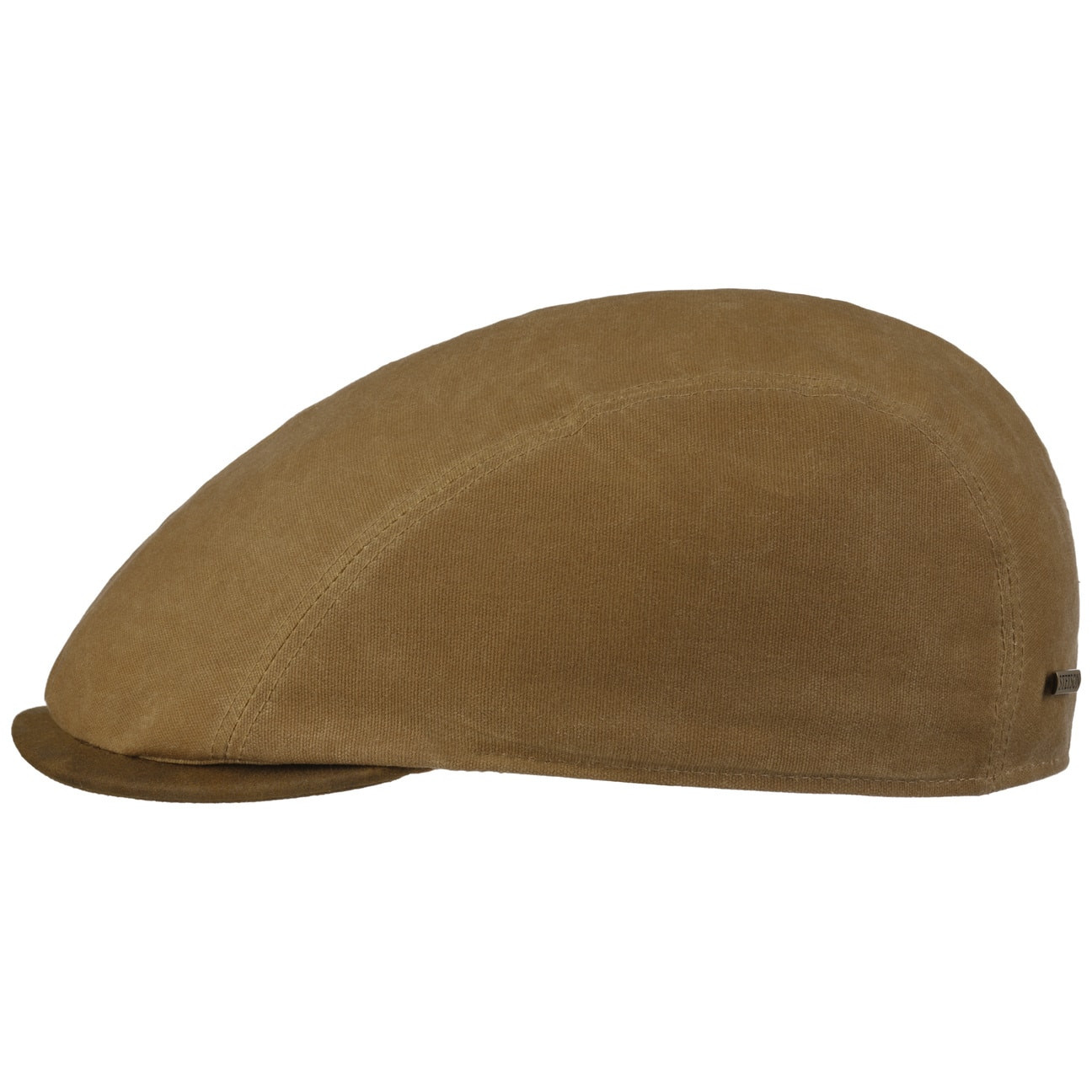 Stetson Ivy Waxed Cotton Chestnut, kastanjebrun flat cap med låg krona och lätt böjd skärm