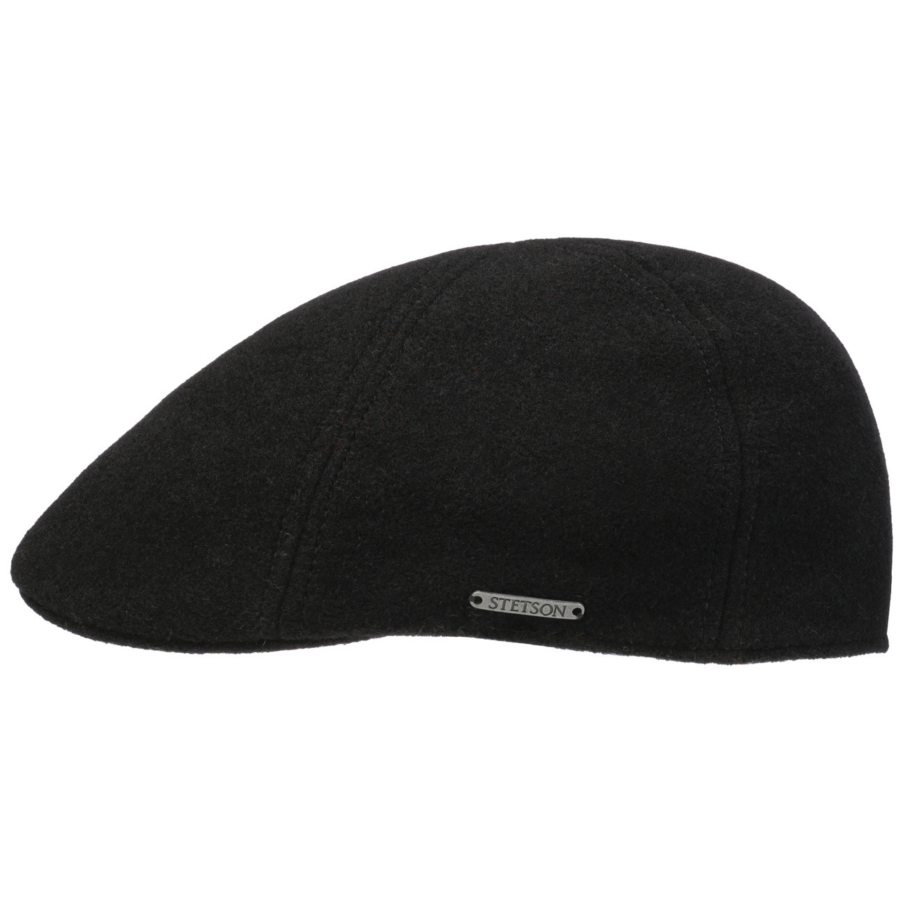 Stetson Texas Wool Cashmere Black, svart flat cap med låg profil