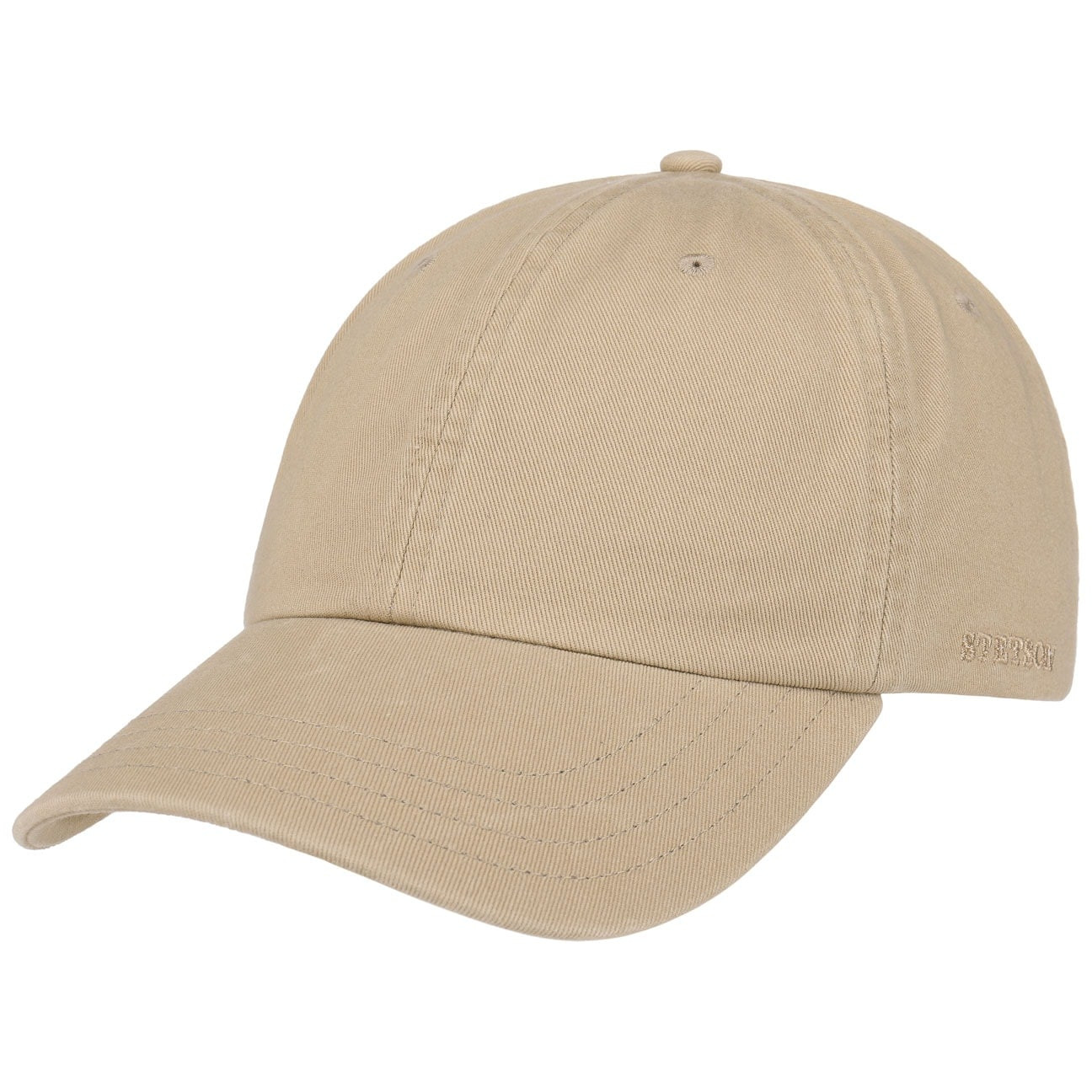 Beige Stetson Rector Cap med böjd skärm och diskret broderi