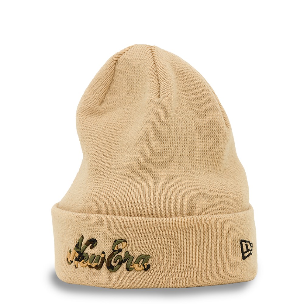 New Era Heritage Script Beanie Khaki