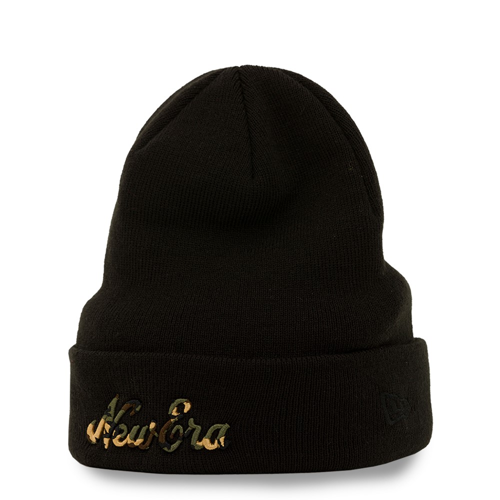 New Era Heritage Script Beanie Black
