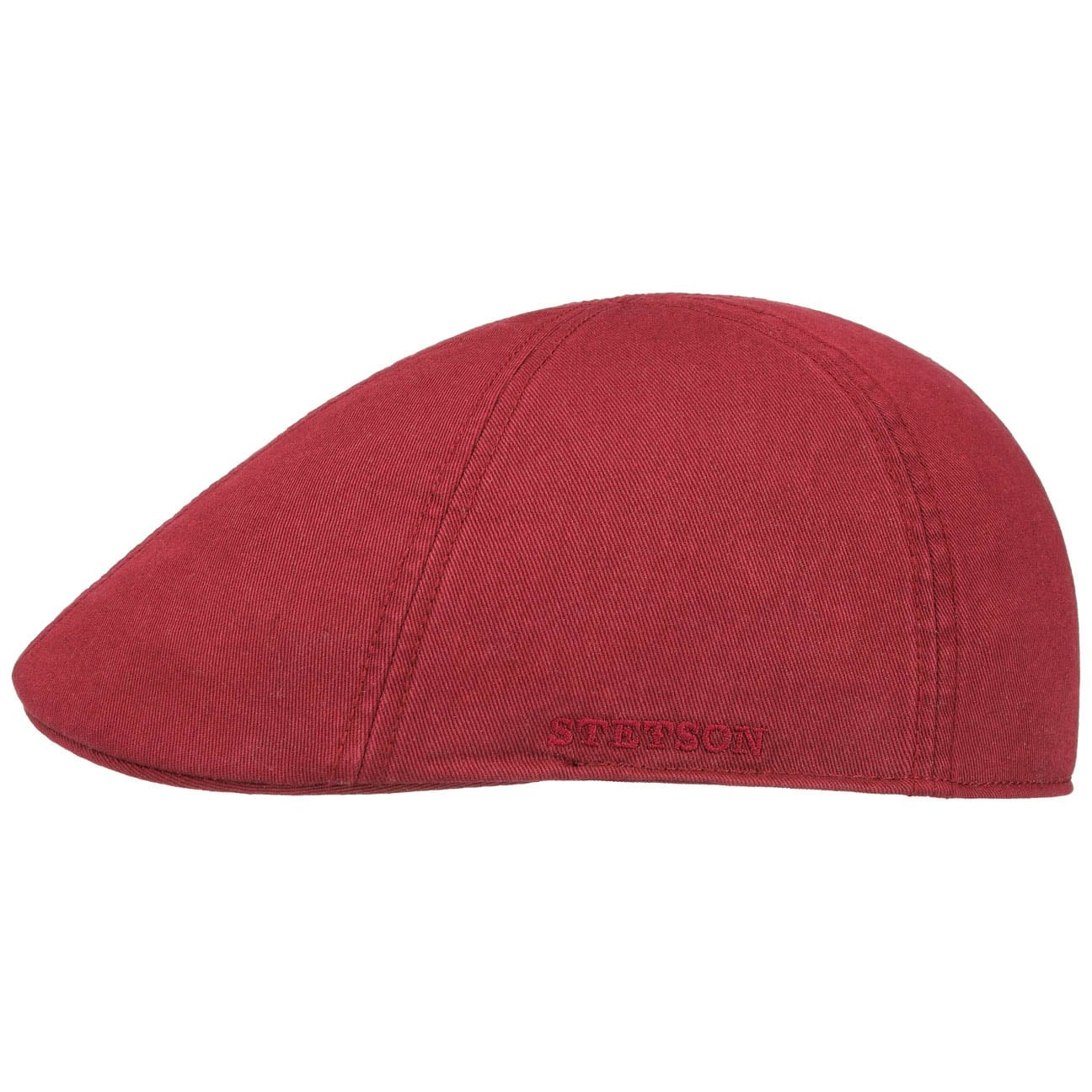 Stetson Texas Cotton Bordeaux, vinröd flat cap med låg profil och kort skärm