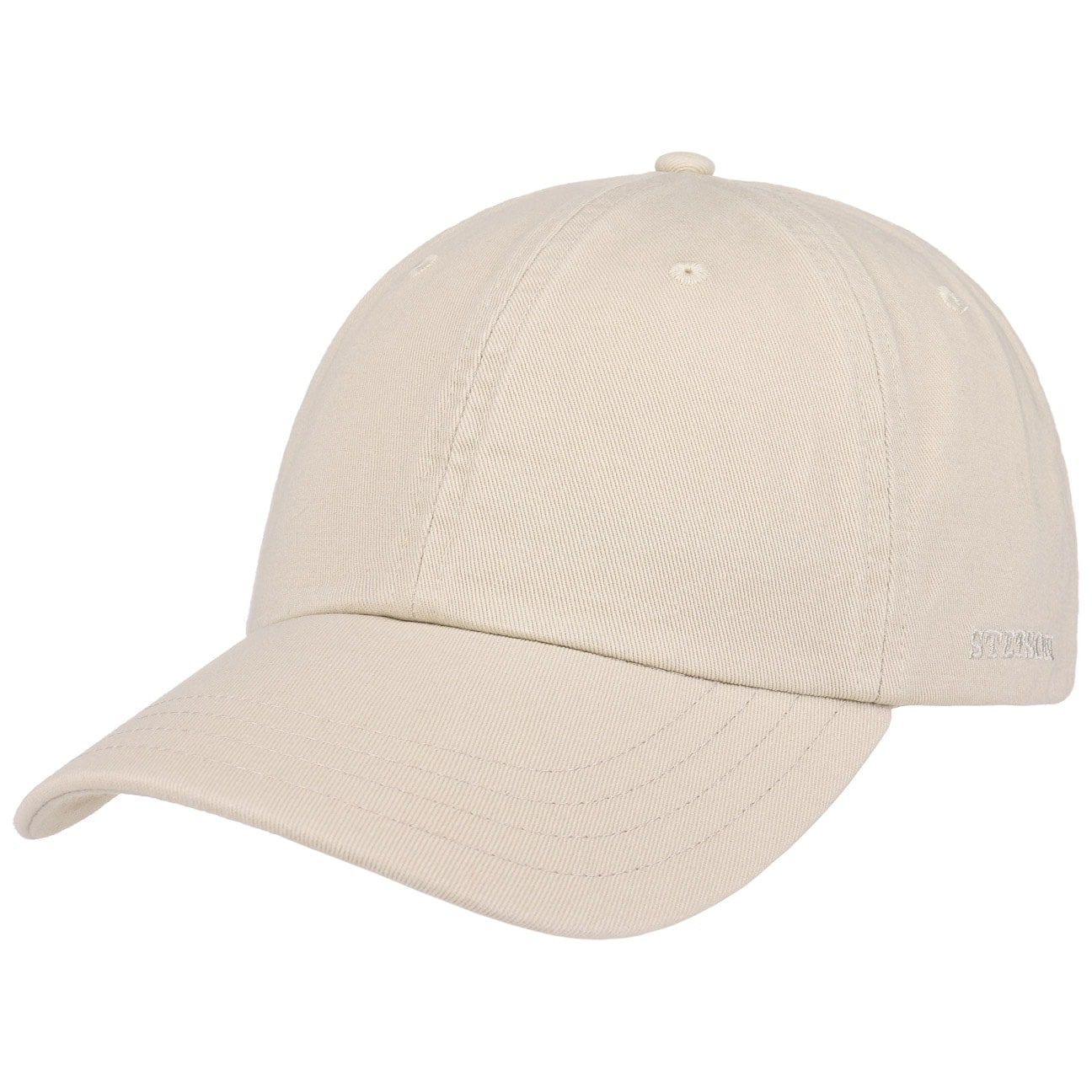 Ljusbeige Stetson Rector Cap med böjd skärm och diskret broderi