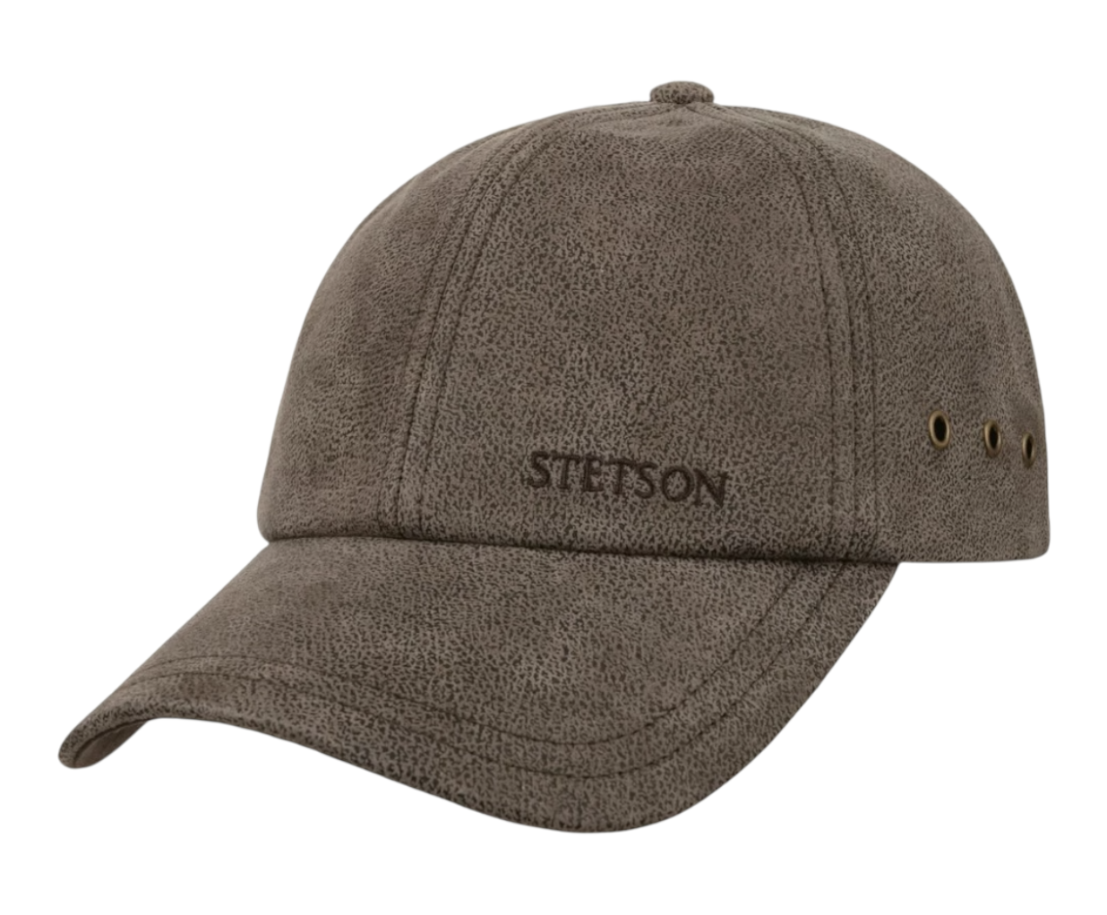 Brun Rawlins Pigskin Cap från Stetson med böjd skärm