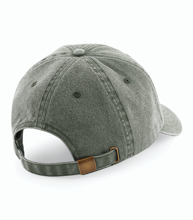 Olivgrön Beechfield Low Profile Vintage Cap med böjd skärm och tvättad finish
