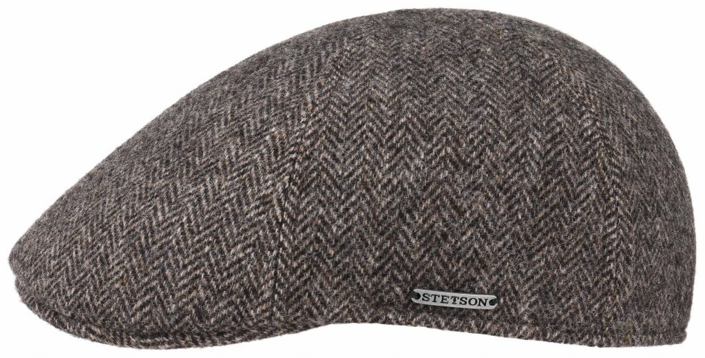Stetson Texas Wool Herringbone Anthra Melange, antracitmelerad flat cap med låg profil