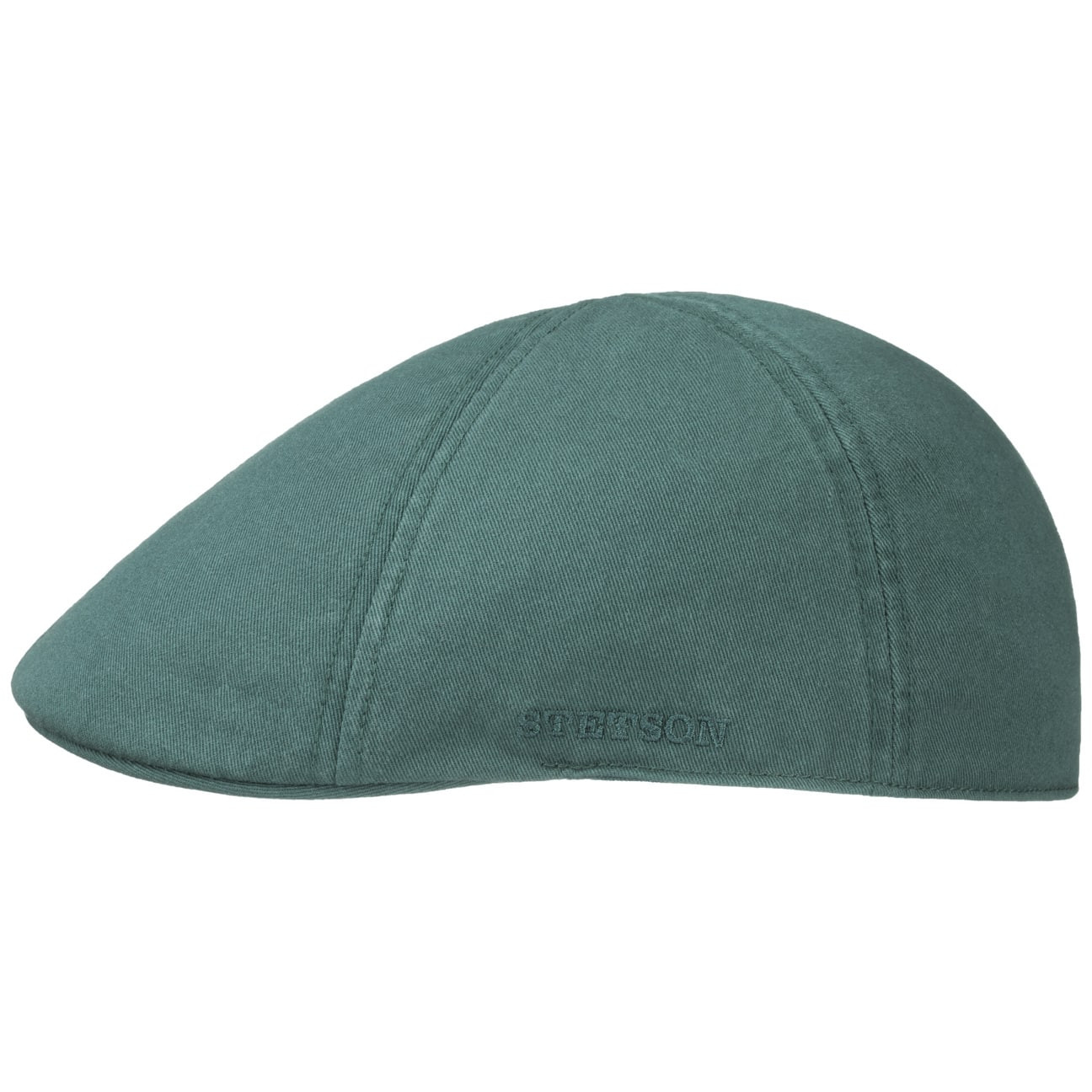 Stetson Texas Cotton Petrol Green, petrolgrön flat cap med låg profil och kort skärm