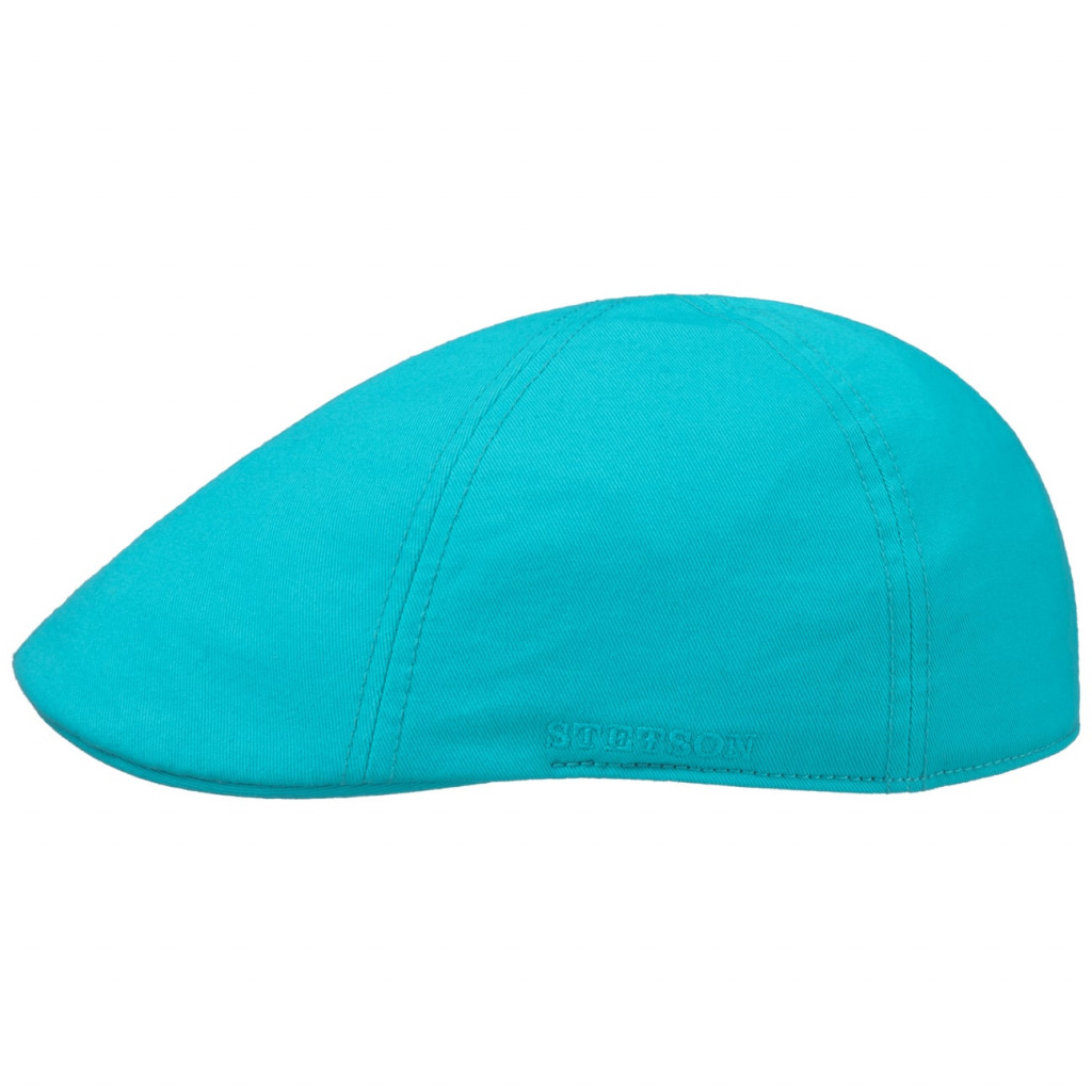 Stetson Texas Cotton Turquoise, turkos flat cap med låg profil och kort skärm